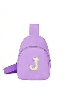 1 件女孩字母印花可爱肩带包，斜挎包，适合日常使用、户外、旅行、徒步旅行、便携、理想礼物 - 紫色 - 查看 47