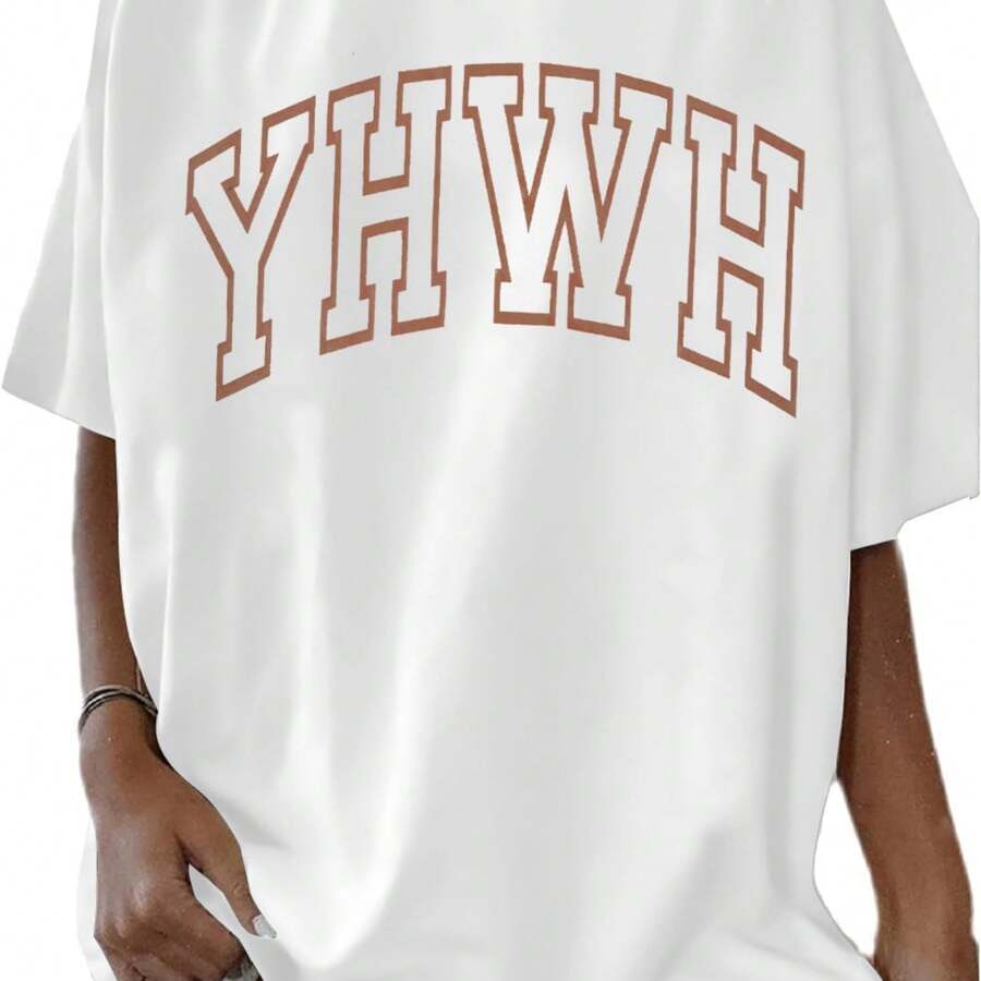 MNLYBABY Christian Oversized Shirt Women YHWH Tshirts Jesus Faith Inspirational Casual Tee Tops - trắng - Xem 1