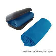 1 pezzo Asciugamano da viaggio in microfibre super morbide e ad asciugatura rapida di colore blu navy con custodia in EVA, design compatto, adatto per campeggio all'aperto, sport, spiaggia, fitness, zaino, trekking e yoga, essenziale da spiaggia ultraassorbente e leggero, torna a scuola