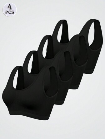 4 件装 女士无缝运动胸罩 带无线透气背心款式