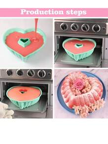 1 件心形蛋糕模具，硅胶，8.07 * 8.0 * 2.95 英寸，心形蛋糕模具，不粘硅胶蛋糕模具，适用于婚礼、情人节和家庭蛋糕，烘焙工具