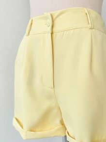 Women's Set Shorts + Cropped Top Ruffle - 黃色 - 查看 5