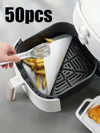 50 miếng lót giấy chiên không dầu, giấy dùng một lần hình vuông, giấy lót giấy chiên không dầu dùng một lần cho lò vi sóng, giấy nướng cho lò chiên không dầu chống dính, giấy lót chiên không dầu hình vuông, dùng cho chiên không dầu, nướng, rang lò vi sóng