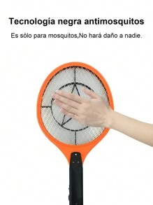 1 Piece Rechargeable Electric Mosquito And Fly Swatter Racket With LED Light - Orange - View 6