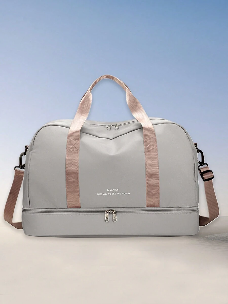 Unisex Fashion Travel Bag, Adjustable Shoulder Strap Weekend Gym Bag, Single Shoulder Travel Tote Bag - Grey - View 1