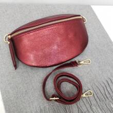 Genuine Italian Leather Women Waist Bag, New Casual Small Cross-Body Bag, Plain Color One Shoulder Bag, Minimalist Style All-Match Practical Chest Pack