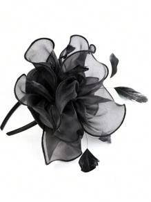 1pc Fascinators Hat Tea Party Headwear Ribbons Feathers On A Headband And A Clip For Girls And Women Halloween