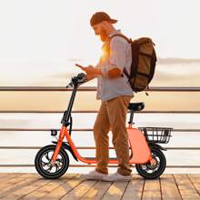 WIND HORSE Electric Scooter With Seat For Adults, 12.5" Electric Scooter Adults 15.5 MPH 20 Miles Range 680W Peak Motor, Dual Disc Brake, Wider Deck, Adjustable Seat, E Scooter With Basket For Commuter Red