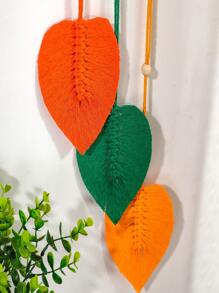 1pc Nordic Style Handwoven Colorful Leaves Hanging Decor, Simple Minimalist Boho Style Wall Tapestry For Bedroom, Living Room, Holiday Home