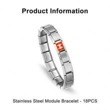 18 件/套 12 星座不锈钢模块手链 意大利饰品 适合 DIY 手链 - 彩色 - 查看 15