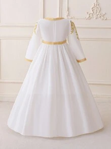 Vestido elegante de princesa de manga larga blanco para niñas jóvenes