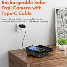 Solar Powered Wildlife Camera 48MP 4K 2500mAh Lithium Battery Rechargeable Trail Game Hunting Camera 0.1s Trigger Time 120° Detection Angle Night Vision Motion Activated - Green1 - View 3