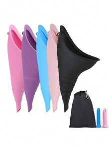 4个装便携式户外旅行硅胶小便器，站立式女性小便装置，防漏硅胶漏斗，夏季旅行、海滩之旅必备 - 彩色 - 查看 11