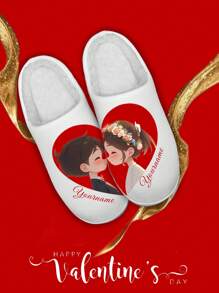 Pantofole da casa personalizzate con nome e foto per la Festa di San Valentino, pantofole leggere e comode con fondo morbido e motivo a cuore, regalo divertente e personalizzato per mamma/papà/lei/lui/fidanzata/fidanzato/moglie/marito/amico