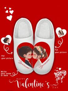 Pantofole da casa personalizzate con nome e foto per la Festa di San Valentino, pantofole leggere e comode con fondo morbido e motivo a cuore, regalo divertente e personalizzato per mamma/papà/lei/lui/fidanzata/fidanzato/moglie/marito/amico