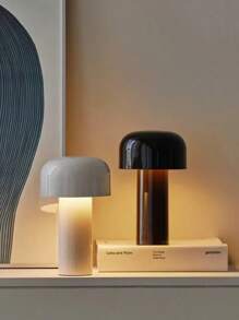 Rechargeable Black Mushroom Desktop Decorative Table Lamp, Touch Switch, Iron Lamp Body, Suitable For Living Room, Bedroom, Restaurant Office And Other Indoor Lighting, Easy To Carry, Outdoor Lighting, USD Plug, Desktop LED Modern Table Lamps