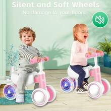 Bicicletta senza pedali per bambini da 1 anno, bicicletta per imparare l'equilibrio con 4 ruote e ruote posteriori luminose da 10 a 36 mesi, bicicletta scorrevole per ragazzi e ragazze in regalo