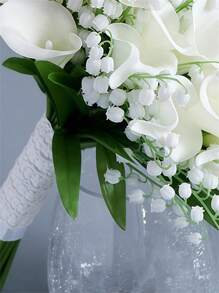 Rose Lilac Bridal Bouquet, Cascading Bouquet, Wedding Bouquet, For Wedding Ceremony Anniversary, Bridal Party And French Rustic Vintage Wedding, Artificial Flowers - Color 2 - 查看 6