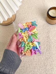 30 件套，迷你发夹套装（颜色随机）14 种款式可供选择 - 可爱优雅纯色发夹，适合女士日常使用，磨砂迷你小发爪优雅糖果色发夹额头刘海碎发夹发冠 - 彩色 - 查看 13