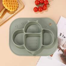 1 Set de mantelito, cuchara y tenedor para bebé, adecuado para niños pequeños, plato de bebé de silicona con succión, plato infantil