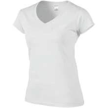 Gildan Ladies Soft Style Short Sleeve VNeck TShirt (White) - 100% Cotton - White - View 3