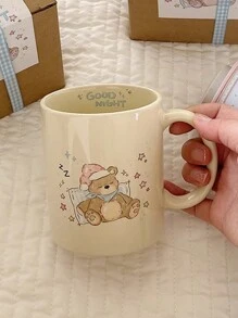 Cute Bear, Bow, Ditsy Floral Ceramic Mug, Couples Coffee Cup, High-Quality Porcelain Milk Cup, Niche Design Dachshund Water Cup - Multicolor - View 7