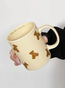 Cute Bear, Bow, Ditsy Floral Ceramic Mug, Couples Coffee Cup, High-Quality Porcelain Milk Cup, Niche Design Dachshund Water Cup - Multicolor - View 3