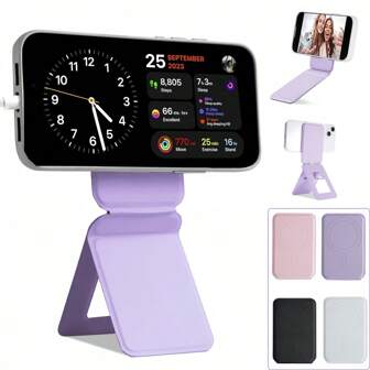 1/2个适用于Magsafe手机支架的磁吸折叠隐形三脚架口袋手机支架，多功能通用磁吸折叠支架，适合懒人自拍