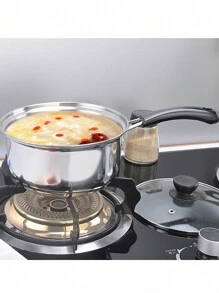 Set Of 3 Induction Non Stick Stainless Steel Cookware Kitchen Glass Lids Pot Pan - Silver - View 2