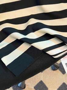 Girls' Cherry Striped Polo Shirt, Contrast Color Minimalist Design For Back To School, Teens 13-16Y - Black - View 5