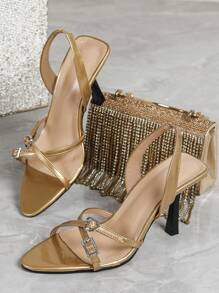 Women's Rhinestone Stiletto High Heel Sandals, New Bordeaux Red Strap Thin Heel Ladies Shoes