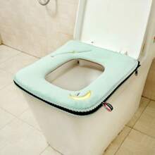 Four Seasons Universal Coral Velvet Toilet Seat Cushion Household Toilet Cover Rectangular Toilet Ring Cover With Zipper