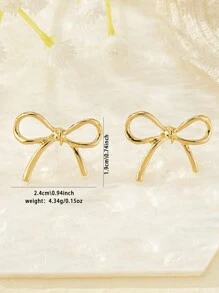 1 Pair Bow Stud Earrings, Suitable For Daily Wear And Parties