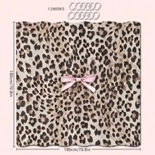 1/4 piezas Juego de baño: Cortina de ducha con estampado de lazo rosa y estampado de leopardo, alfombra de baño, tapa de inodoro en forma de U, cortina de ducha impermeable, cortina de partición de baño de estilo moderno, sin necesidad de perforación, de poliéster lavable a máquina, decoración de otoño para el hogar, accesorios de baño, de vuelta al colegio - Multicolor - Ver 12