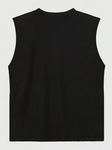 Camiseta de tirantes casual y sencilla para hombres - Negro - Ver 3