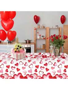 1pc Heart-Shaped Tablecloth, For Birthday, Anniversary, Valentine's Day, Wedding, Celebration Events, Room & Home Decor, Family Gathering, Theme Party, Dining Table, Outdoor Picnic Yard Decoration
