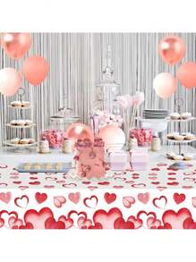 1pc Heart-Shaped Tablecloth, For Birthday, Anniversary, Valentine's Day, Wedding, Celebration Events, Room & Home Decor, Family Gathering, Theme Party, Dining Table, Outdoor Picnic Yard Decoration