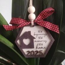 Holzhängedekoration Hausschlüssel für das Jahr 2025, neue Heim Umzugsdekoration, Hausschlüssel Ornament, Tisch- und Wanddekoration, geeignet für Zuhause, Party, Hochzeit, Garten, Baumschmuck, perfektes Einweihungsgeschenk, Urlaubsgeschenk, Gedenkgeschenk