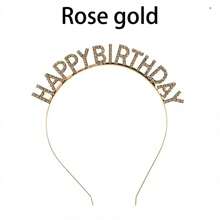1pc Happy Birthday Hairband Alloy Rhinestone Party Hair Accessories Sparkling Crystal Hair Accessories Birthday Party Decorations Three Colors Optional.