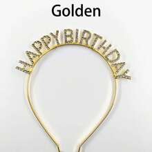 1pc Happy Birthday Hairband Alloy Rhinestone Party Hair Accessories Sparkling Crystal Hair Accessories Birthday Party Decorations Three Colors Optional.