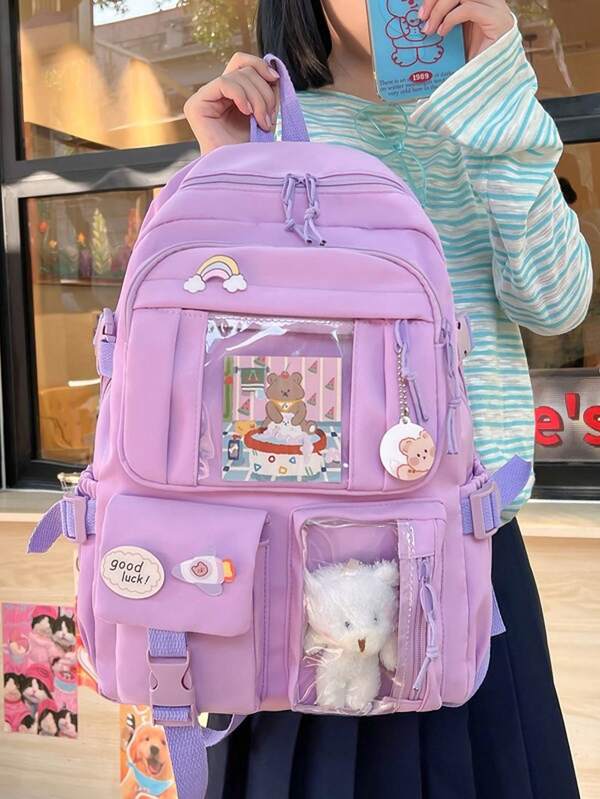 2025 Cute Women Backpacks Waterproof Multi-Pocket Nylon School Backpack For Student Female Girls Kawaii Laptop Book Pack Mochilas