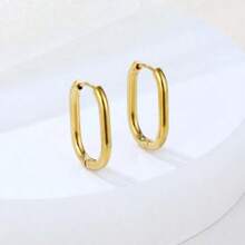 1对/5对高端ins风钛钢耳环保色防过敏韩版小众几何圆环洗澡小耳环不可拆卸防掉落耳环