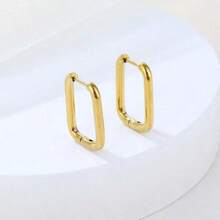 1对/5对高端ins风钛钢耳环保色防过敏韩版小众几何圆环洗澡小耳环不可拆卸防掉落耳环