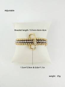 1 pieza Brazalete de metal con cuentas con forma de corazón y estrella, apropiado para uso diario de mujeres