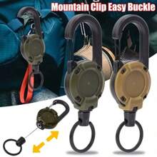 Carabinero de carrete retráctil de alta resistencia, hebilla de cuerda de acero fuerte, anillo de llave de resorte, accesorio deportivo al aire libre, herramienta de llavero - Verde - Ver 5