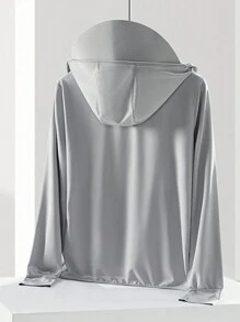 1 pieza Camisa solar con protección UPF50+ y enfriamiento para hombre, chaqueta de pesca para exterior con capucha desmontable para primavera y verano