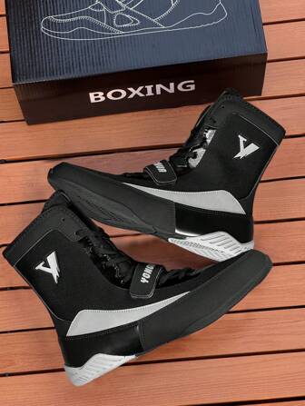TACHUAN 男式 21 厘米高帮专业拳击靴、摔跤训练鞋、泰拳跆拳道运动鞋、健身与武术