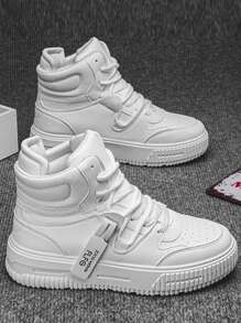 Men's Thick Sole Lace-Up High-Top Casual Sneakers, Versatile Outdoor Sports Shoes Suitable For Campus, Party, Teenage Couples, Fashionable Platform Non-Slip Wear-Resistant Elevated Unisex Leisure High-Top Shoes, Retro Gray Casual Shoes, New 2025 Spring Couples High-Top Shoes