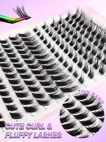 144 PCS C Curl Lash Clusters of DIY Fafting Mi 8/12/14/16/18mm Mixed Fox Eye Oblique Flying Style Single Cluster Mi thích hợp cho các buổi tụ họp tại nhà hoặc người yêu Tiết kiệm thời gian, Du lịch, Chụp ảnh, Trang điểm lễ hội âm nhạc Cụm mi, Cụm mi, Lông mi riêng lẻ, Lông mi, Lông mi giả - C - Xem 5
