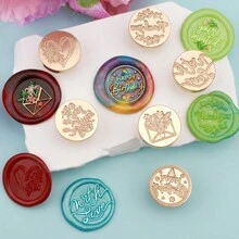 CYFUN DESIGN 1 PC Happy Birthday/With Love/Thank You Words Pattern Wax Seal Stamp Head NO Handle Detachable Sealing Stamp Stamp Head For Letter Invitation Card Wedding Gift Package Holidays,Back To School,School Supplies